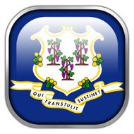 Connecticut State Flag square glossy button