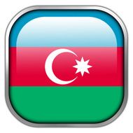 Azerbaijan Flag square glossy button