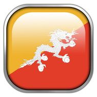 Bhutan Flag square glossy button