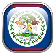 Belize Flag square glossy button
