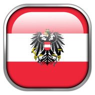 Austria Flag square glossy button N2