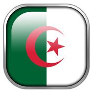 Algeria Flag square glossy button N2