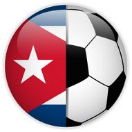 Cuba Flag with Soccer Ball Background N3