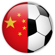 China Flag with Soccer Ball Background N2