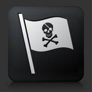 Black Square Button with Pirate Flag Icon
