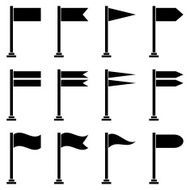 Black flag and Banners icons set