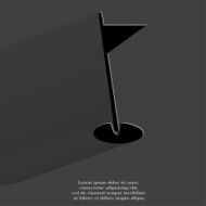 golf flag Flat modern web button with long shadow and