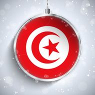Merry Christmas Silver Ball with Flag Tunisia N2