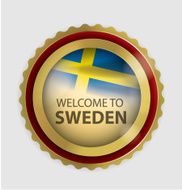 Welcome to Sweden Seal Swedish Flag (Vector Art) N2
