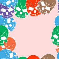 Vector Seamless pattern with colored skulls