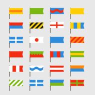 Different color flags set Ready for a text