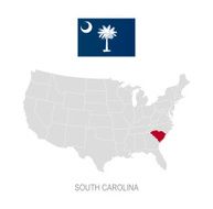 Flag of South Carolina and location on U S map