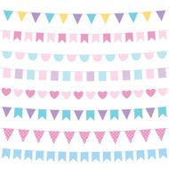 Pastel colors vector bunting set