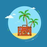 Travel suitcase with palmtrees