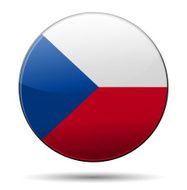 Czech republic flag button with reflection and shadow Isolated