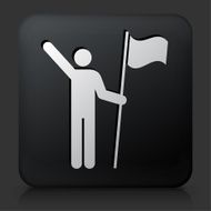 Black Square Button with Man &amp; Flag Icon