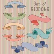 vintage ribbon set on striped background