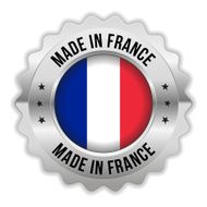 Round made in france badge with chrome border