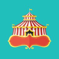 Classical Circus tent with banner for text Vector illustration