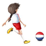 Girl using the ball with flag of Netherlands
