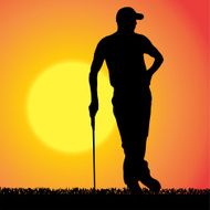 Vector silhouette of a man who plays golf
