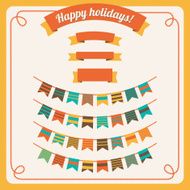 Set of bunting and garland with banners