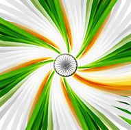 Indian Flag swirl wave with Asoka wheel on colorful background