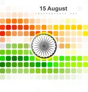 15th of August beautiful indian flag mosaic colorful background vector