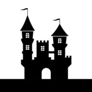 Castle Silhouette Icon on White Background Vector