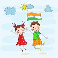 Cute little kids holding Indian National Flag on Independence Day