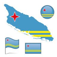 Aruba map &amp; flag
