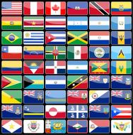 Elements of design icons flags the continent America