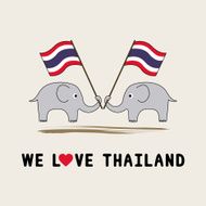 Two elephants hold Thai flag1