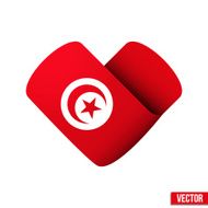 Flag icon in the form of heart I love Tunisia