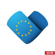 Flag icon in the form of heart I love Europe