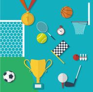 Concept of sports equipment in flat style Vector illustration design