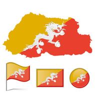 Bhutan map &amp; flag