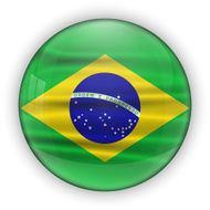 Brazil Flag Glossy Button world football