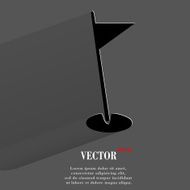 golf flag Flat modern web button with long shadow and N2