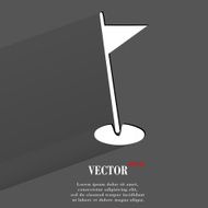 golf flag Flat modern web button with long shadow and N3