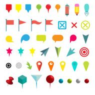 Colorful Navigation Pins Isolated on White Vector Illustration