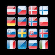 Shiny Square Flags Central Europe