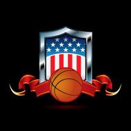 Basketball emblem with red stripe