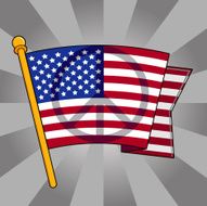 US Flag w Peace Sign Shadow