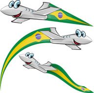 airoplane cartoon with brazil flag