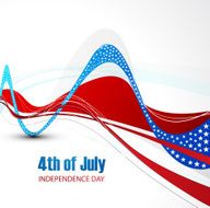American flag independence day stylish wave whit background