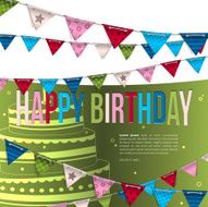 Vector birthday card with bunting flags