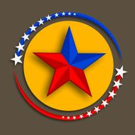 Yellow sticky design with glossy red and blue star