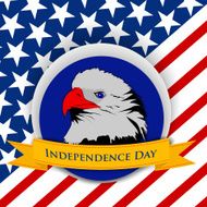 sticky design with bald eagle on national flag colors background