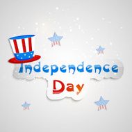 Stylish text Independence Day with hat and stars